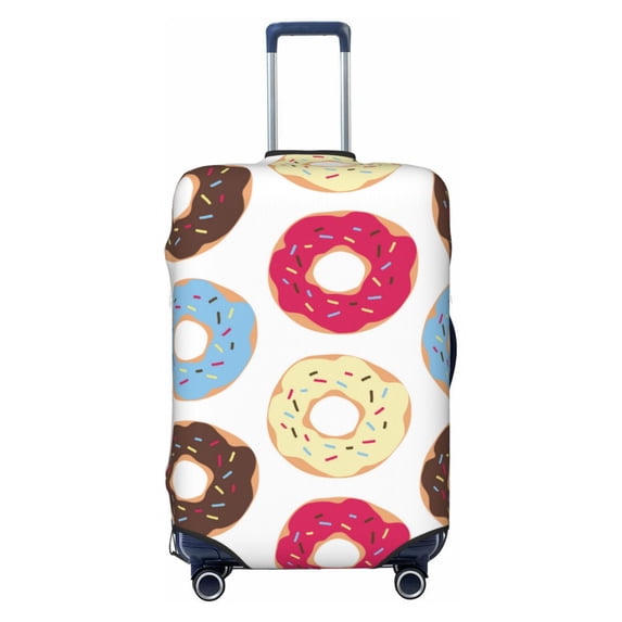 Luggage Cover Anti Scratch, Cute Cartoon Donut Print Elastic Suitcase Protector Fits 18-32 Inch Luggage