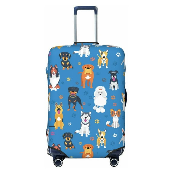Luggage Cover Anti Scratch, Cute Dog Puppy Colorful Elastic Suitcase Protector Fits 18-32 Inch Luggage