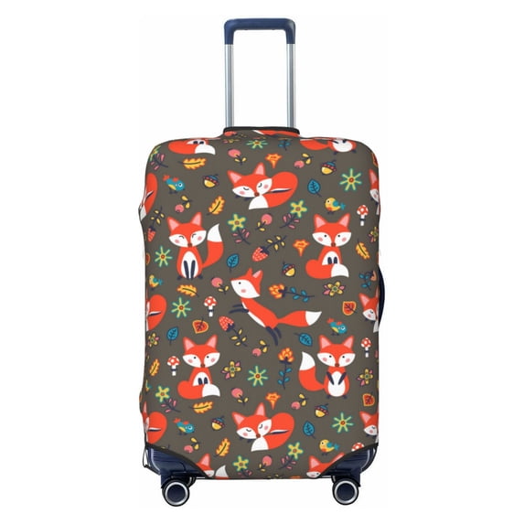 Luggage Cover Anti Scratch, Cute Fox Flower Elastic Suitcase Protector Fits 18-32 Inch Luggage