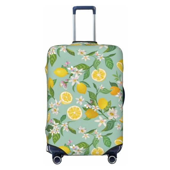 Luggage Cover Anti Scratch, Cute Lemon Purple Flower Leaves Elastic Suitcase Protector Fits 18-32 Inch Luggage