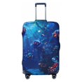 thumbnail image 1 of Luggage Cover Anti Scratch, Deep Sea Glowing Fishes Elastic Suitcase Protector Fits 18-32 Inch Luggage, 1 of 2