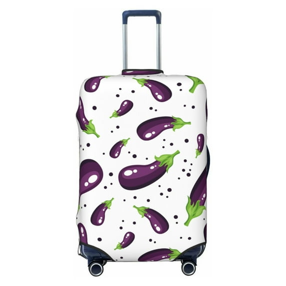 Luggage Cover Anti Scratch, Eggplant Polka Dots Elastic Suitcase Protector Fits 18-32 Inch Luggage