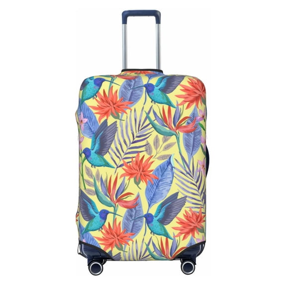 Luggage Cover Anti Scratch, Exotic Flowers And Birds Elastic Suitcase Protector Fits 18-32 Inch Luggage