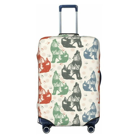 Luggage Cover Anti Scratch, Gothic Cool Husky Multi Color Elastic Suitcase Protector Fits 18-32 Inch Luggage