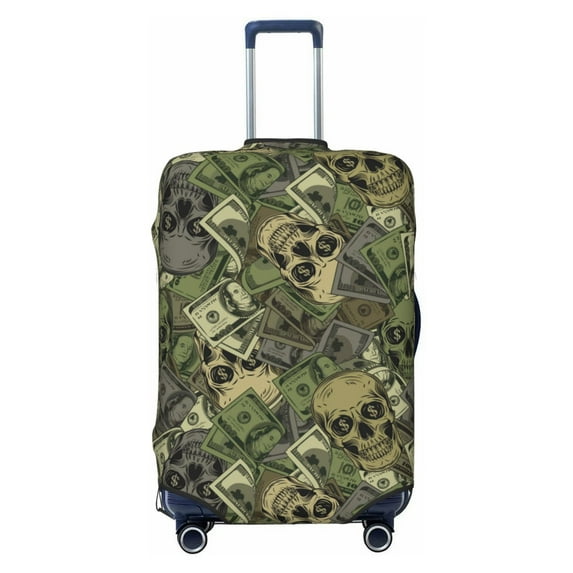 Luggage Cover Anti Scratch, Green Skulls Elastic Suitcase Protector Fits 18-32 Inch Luggage