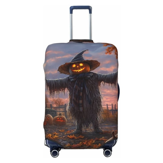Luggage Cover Anti Scratch, Halloween Pumpkin Scarecrow Elastic Suitcase Protector Suitcase Covers for Luggage Fits 18-32 Inch Luggage