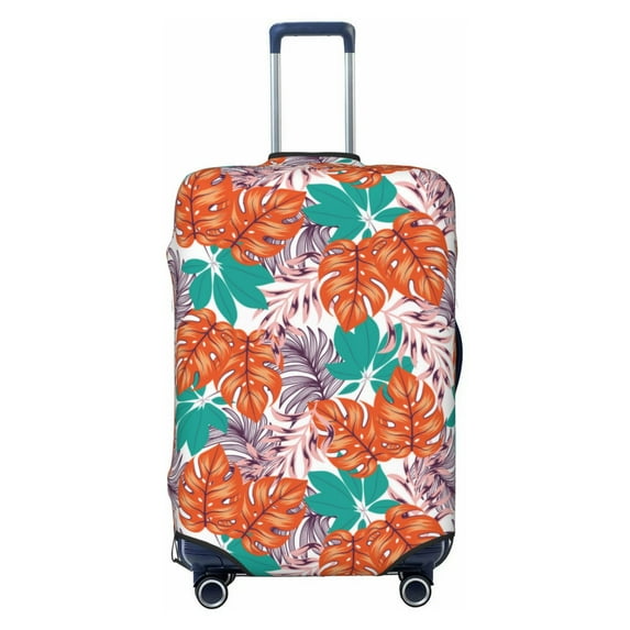 Luggage Cover Anti Scratch, Hawaiian Style Blue Orange Elastic Suitcase Protector Fits 18-32 Inch Luggage