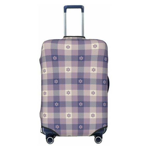 Luggage Cover Anti Scratch, Purple Gingham Check Plaid Elastic Suitcase Protector Fits 18-32 Inch Luggage