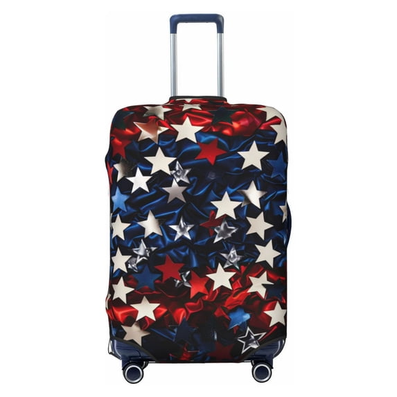 Luggage Cover Anti Scratch, Red Blue White Stars Elastic Suitcase Protector Fits 18-32 Inch Luggage
