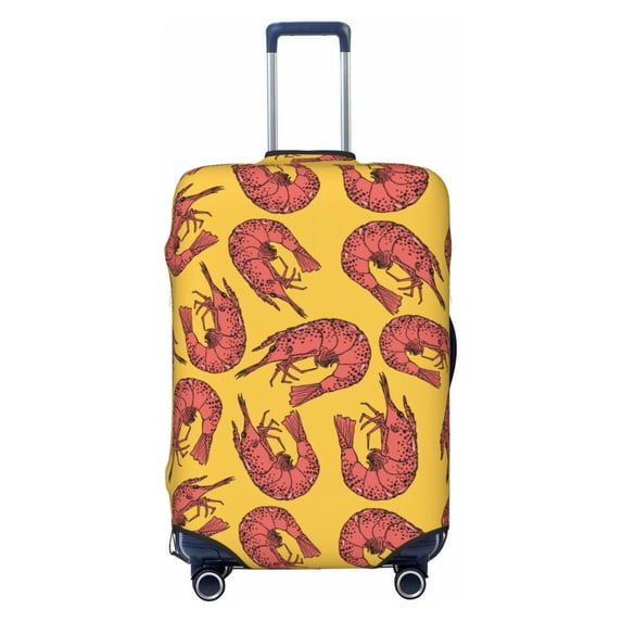 Luggage Cover Anti Scratch, Red Shrimp Printed Yellow Elastic Suitcase Protector Fits 18-32 Inch Luggage