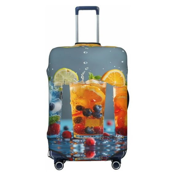 Luggage Cover Anti Scratch, Refreshing Fruit Infused Drinks Elastic Suitcase Protector Fits 18-32 Inch Luggage