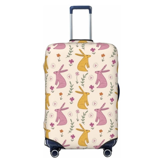 Luggage Cover Anti Scratch, Sassy Funny Rabbit Flower Elastic Suitcase Protector Fits 18-32 Inch Luggage