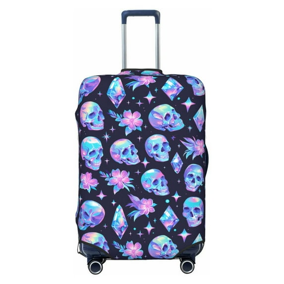 Luggage Cover Anti Scratch, Star Skull Flower Crystal Elastic Suitcase Protector Fits 18-32 Inch Luggage