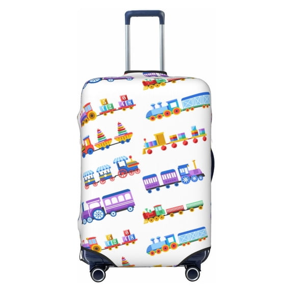 Luggage Cover Anti Scratch, Trains Colorful Pattern Elastic Suitcase Protector Fits 18-32 Inch Luggage