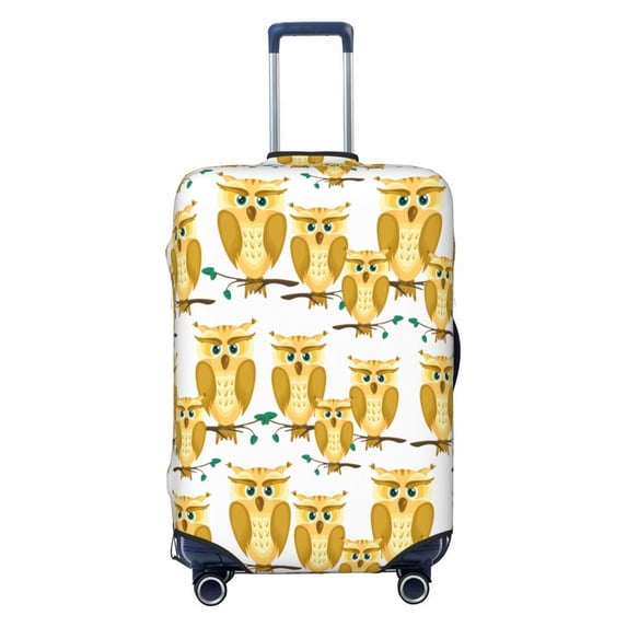 Luggage Cover Anti Scratch, Yellow Owls Elastic Suitcase Protector Fits 18-32 Inch Luggage