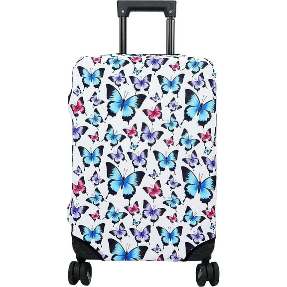 Luggage Cover Approved Travel Suitcase Protector Butterfly Elastic Washable Baggage Covers for 18-20 inch Luggage(S)