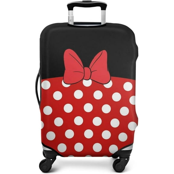 Luggage Cover Approved Travel Suitcase Protector Cute Dots Bow Elastic Washable Baggage Covers for 18-20 inch Luggage(M)