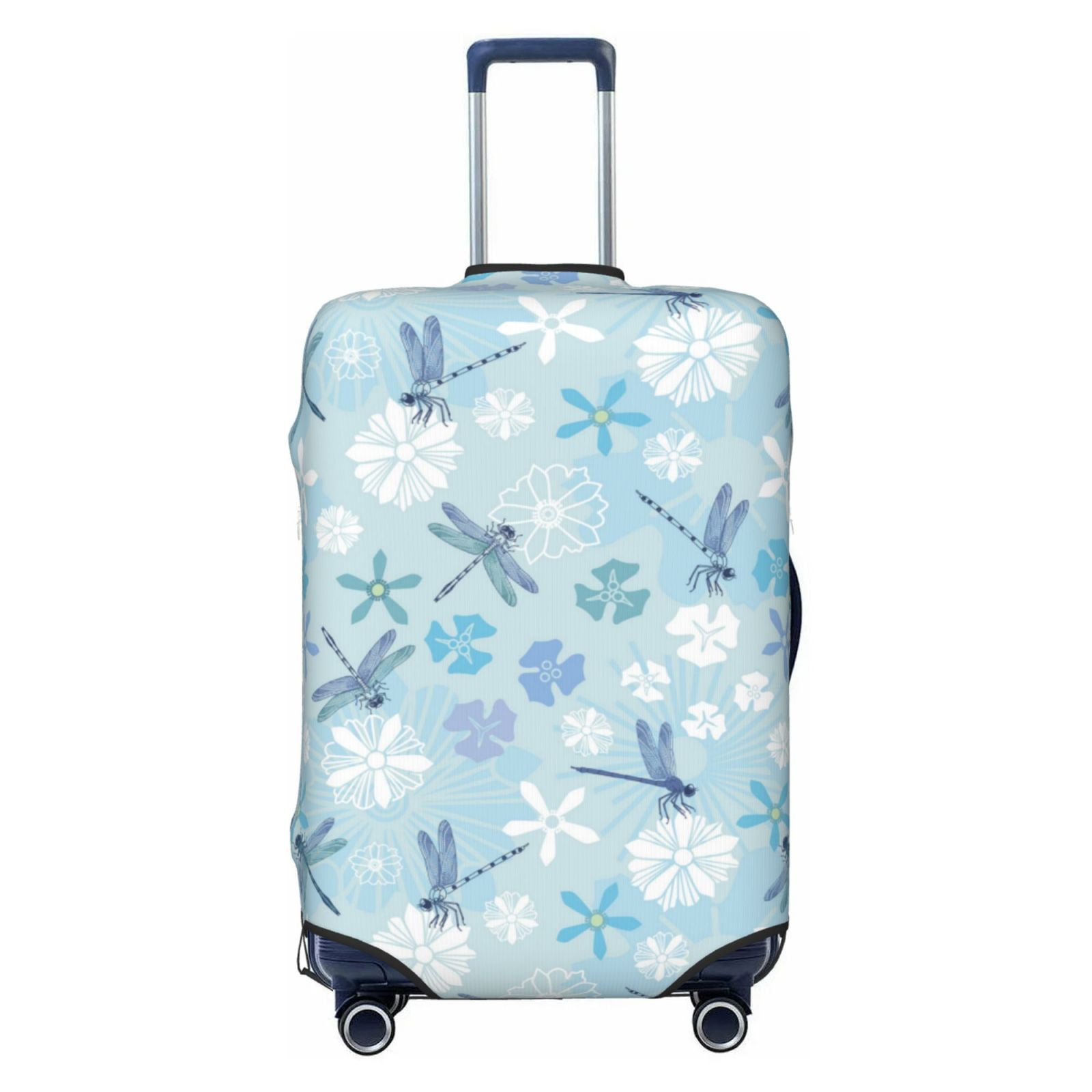 Luggage Cover (No Suicase) Dragonfly Flower Light Blue Soft Suitcase