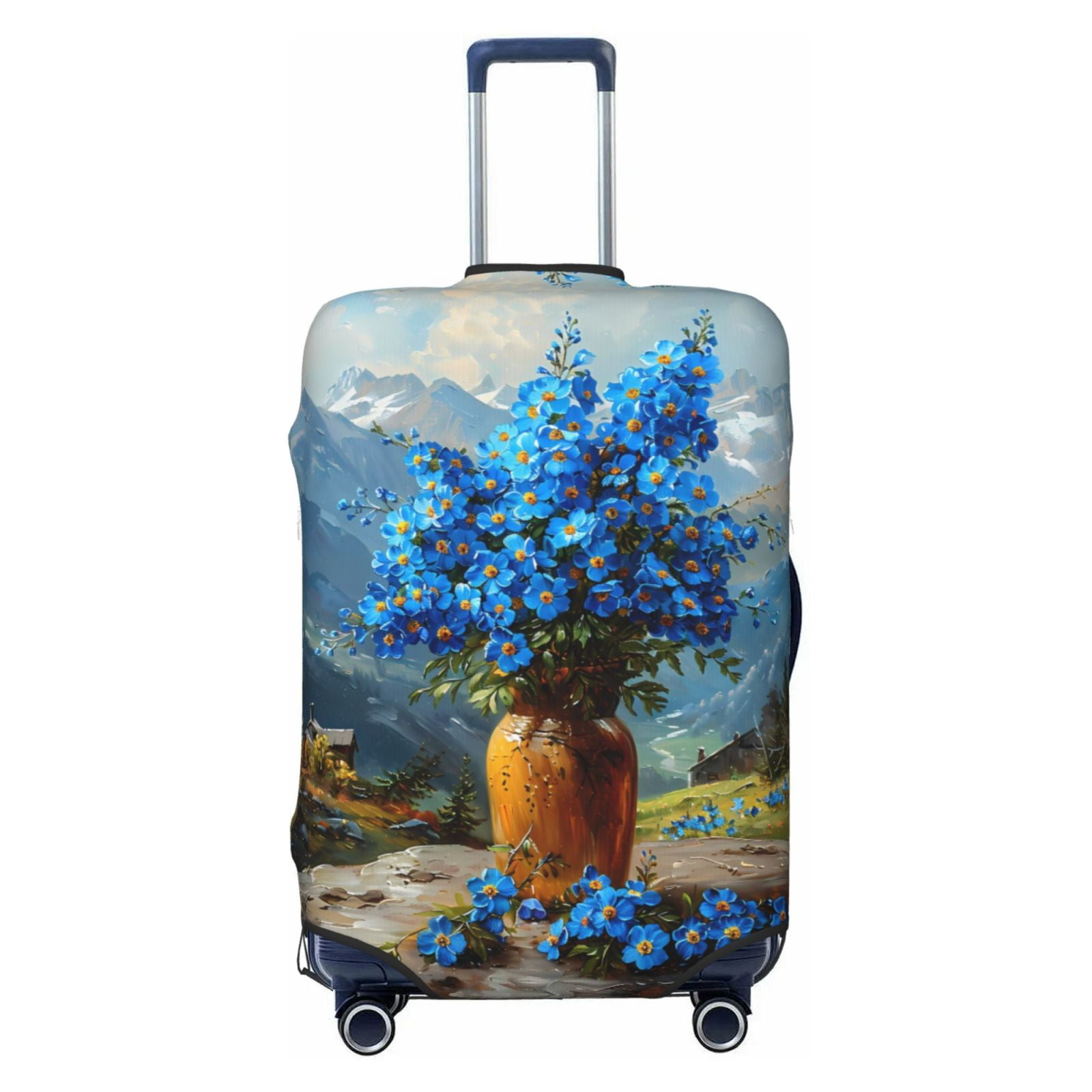 Luggage Cover (No Suicase) Mountain Blue Flowers Vase Soft Suitcase