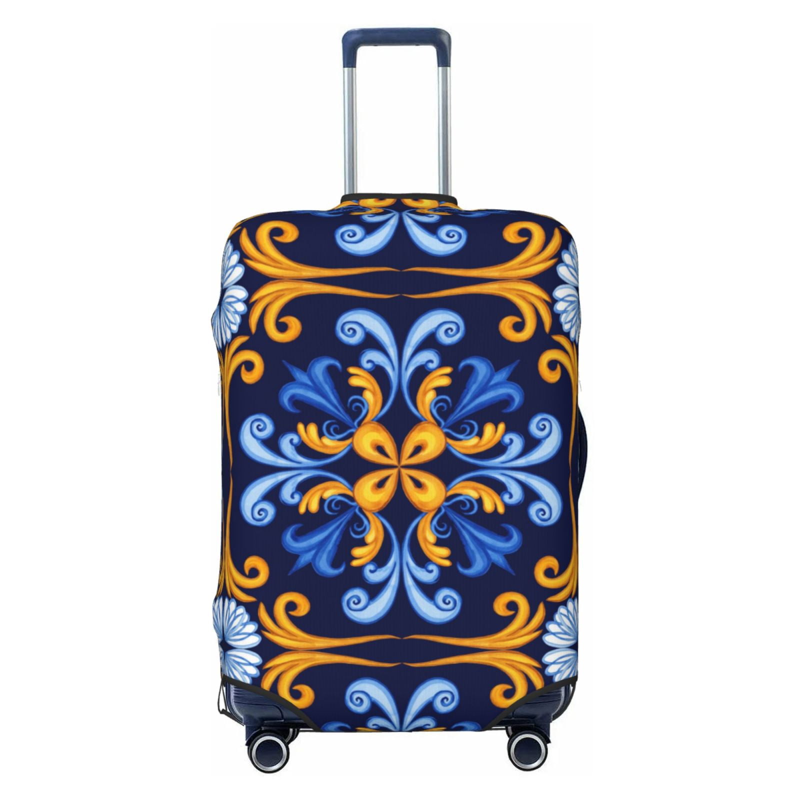 Blue Rubberized Canvas 'Marco Polo' Suitcase Luggage