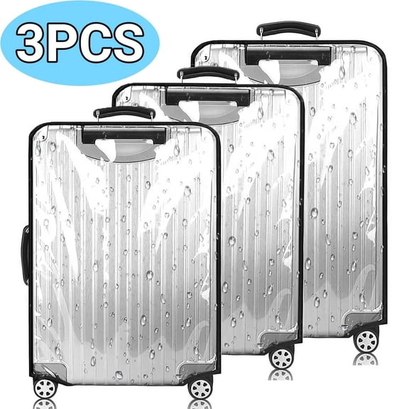 Suitcase Covers Luggage Cover Protector, Clear PVC Transparent Waterproof Suitcase Sleeve for 20"+24"+28" Wheeled Suitcases 3PCS