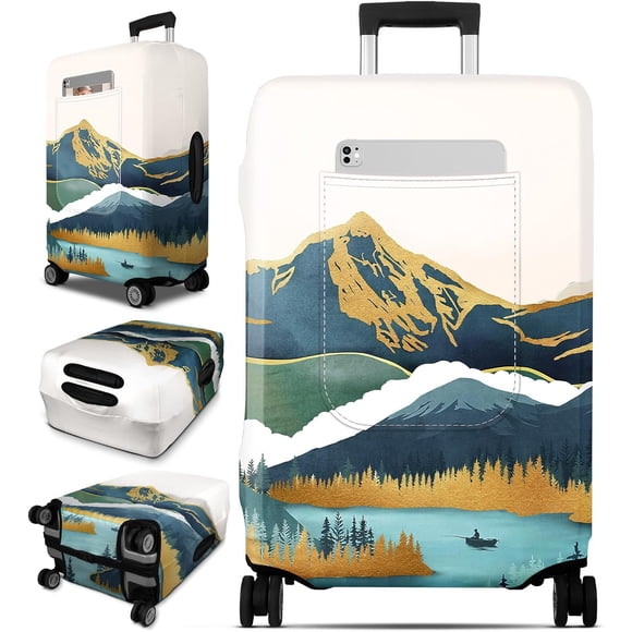Luggage Cover for Suitcase Tsa Approved Protector - Luggage Sleeve Large Suit Case Cover Travel Stretch Baggage Case Protective Washable Fit 31-32 Inch Mountain XL