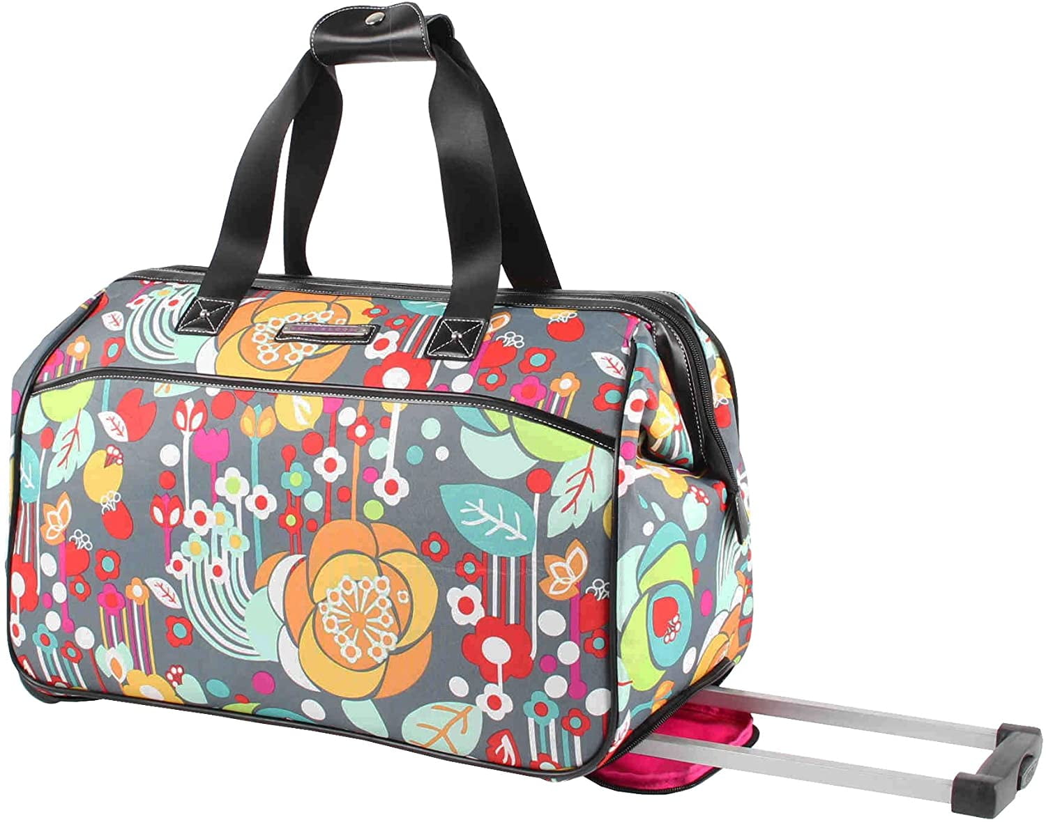 LILY BLOOM Luggage Designer Pattern Suitcase Wheeled Duffel Carry On Bag (22in, Bliss)