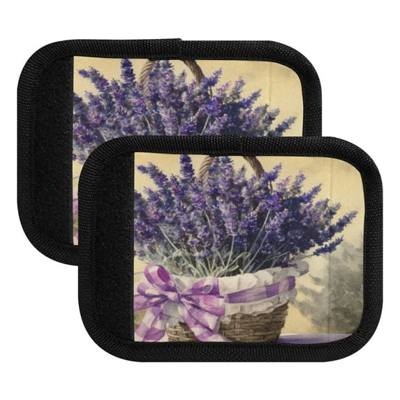Luggage Handle Wrap for Suitcase 2-Pack Includes Back Information Card A Basket Of Purple Lavender