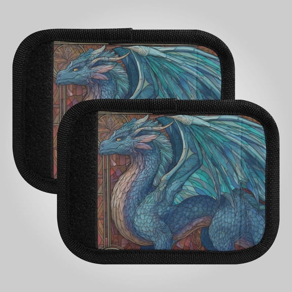 Luggage Handle Wrap for Suitcase 2-Pack Includes Back Information Card Azure Dragon