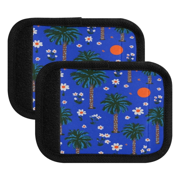 Luggage Handle Wrap for Suitcase 2-Pack Includes Back Information Card Blue Summer Palm Trees