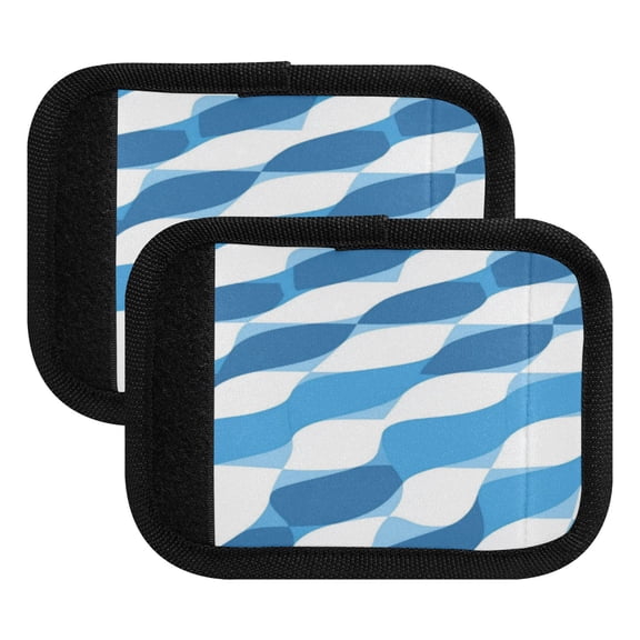 Luggage Handle Wrap for Suitcase 2-Pack Includes Back Information Card Blue and White