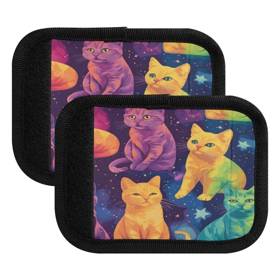 Luggage Handle Wrap for Suitcase 2-Pack Includes Back Information Card Cats in The Stars