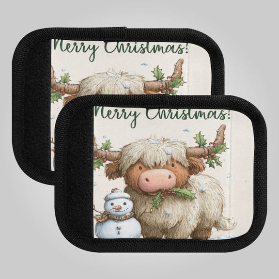 Luggage Handle Wrap for Suitcase 2-Pack Includes Back Information Card Christmas Highland Cow
