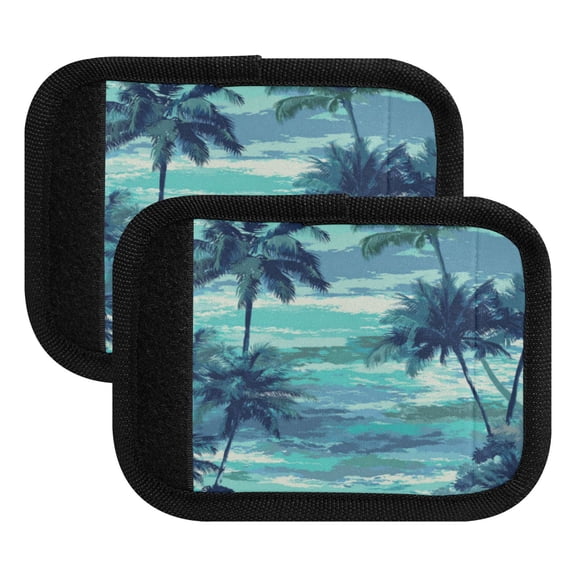 Luggage Handle Wrap for Suitcase 2-Pack Includes Back Information Card Coconut Trees by The Sea