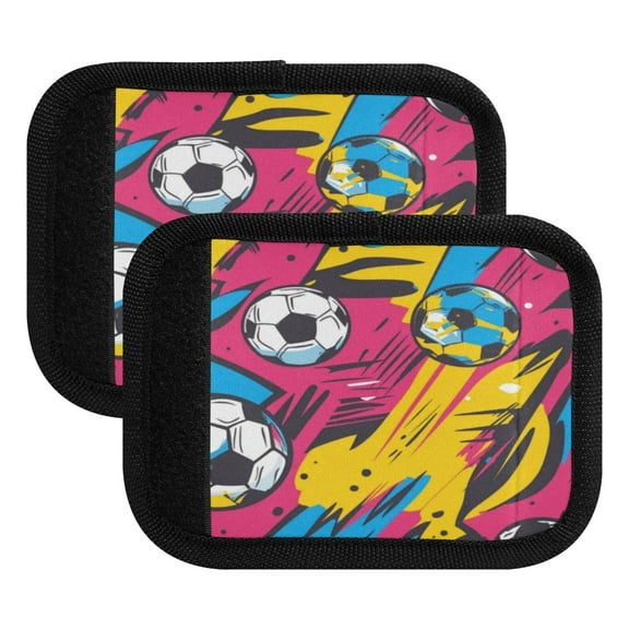 Luggage Handle Wrap for Suitcase 2-Pack Includes Back Information Card Colorful Football