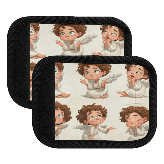 Luggage Handle Wrap for Suitcase 2-Pack Includes Back Information Card Cute Little Angels Clip Art