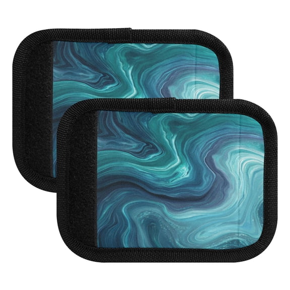 Luggage Handle Wrap for Suitcase 2-Pack Includes Back Information Card Dark Blue Ocean Waves