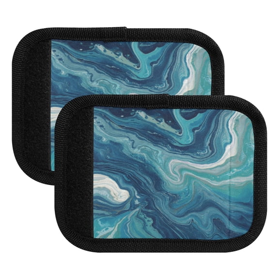 Luggage Handle Wrap for Suitcase 2-Pack Includes Back Information Card Dark Blue Swirling