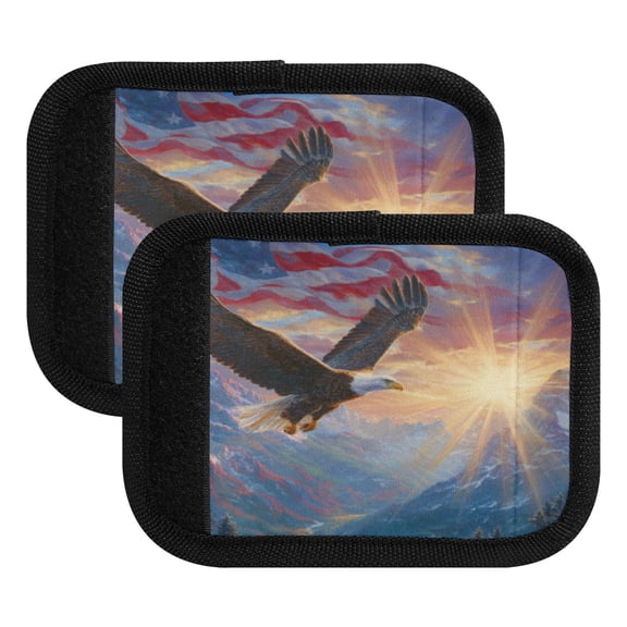 Luggage Handle Wrap for Suitcase 2-Pack Includes Back Information Card Eagle Soar over The Valley