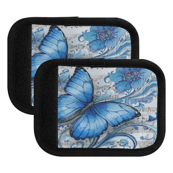 Luggage Handle Wrap for Suitcase 2-Pack Includes Back Information Card Fantasy Butterfly on Sheet Music