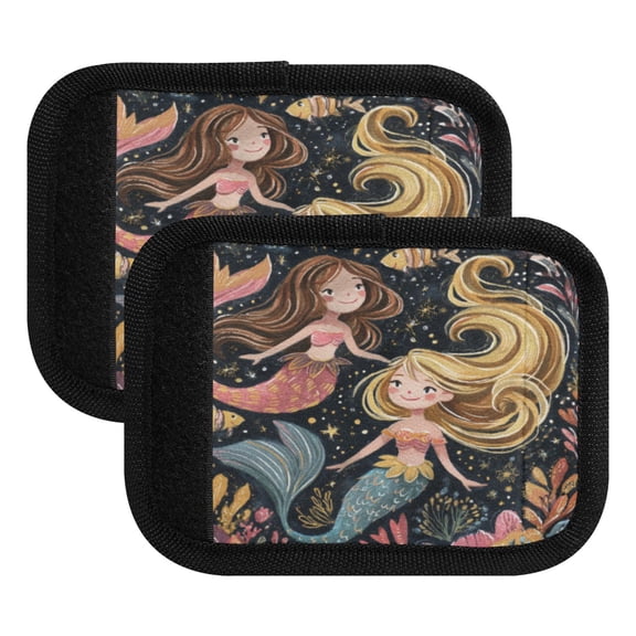 Luggage Handle Wrap for Suitcase 2-Pack Includes Back Information Card Happy Mermaids