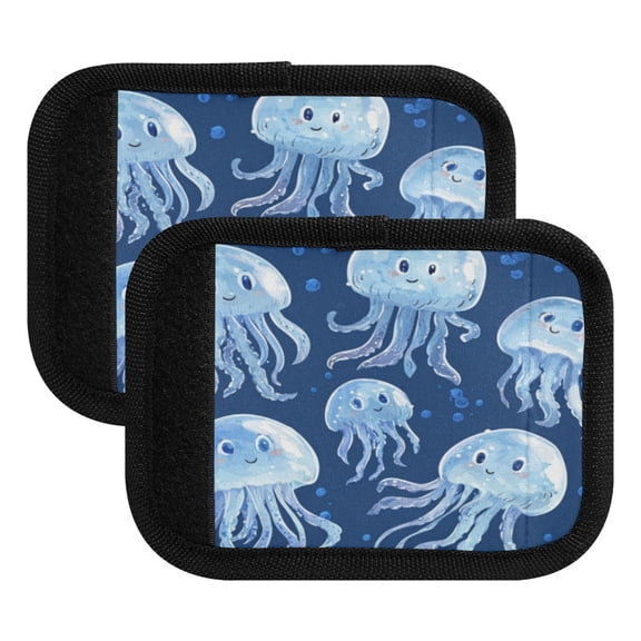 Luggage Handle Wrap for Suitcase 2-Pack Includes Back Information Card Jellyfish