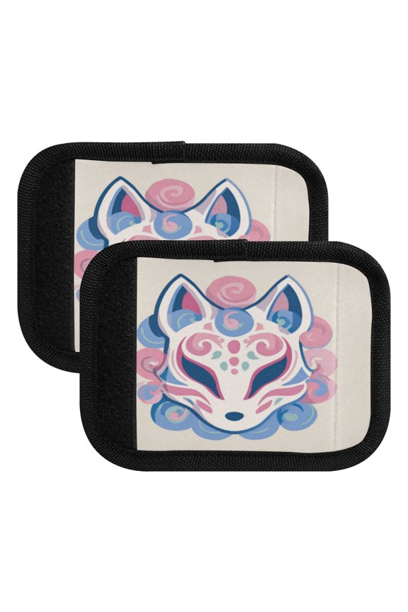 Luggage Handle Wrap for Suitcase 2-Pack Includes Back Information Card Kitsune Mask Logo