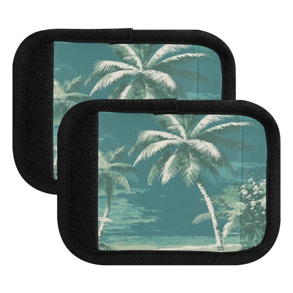Luggage Handle Wrap for Suitcase 2-Pack Includes Back Information Card Palm Trees Green