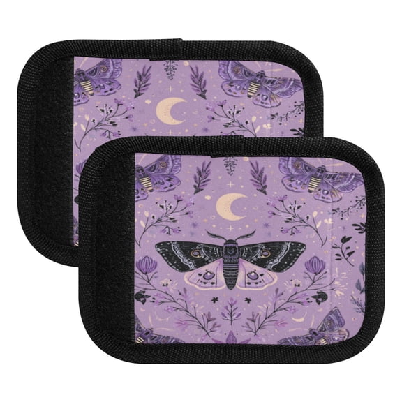 Luggage Handle Wrap for Suitcase 2-Pack Includes Back Information Card Purple Moths