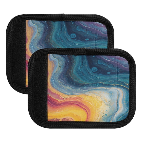 Luggage Handle Wrap for Suitcase 2-Pack Includes Back Information Card Rainbow-colored Sinuous Marble
