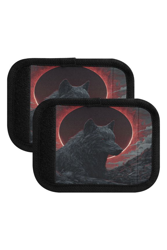 Luggage Handle Wrap for Suitcase 2-Pack Includes Back Information Card Red Sun Lone Wolf