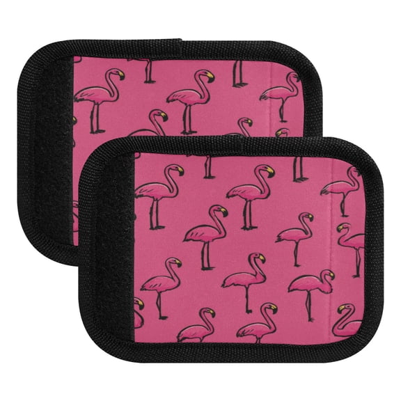 Luggage Handle Wrap for Suitcase 2-Pack Includes Back Information Card Seamless Pattern Of Pink Flamingos