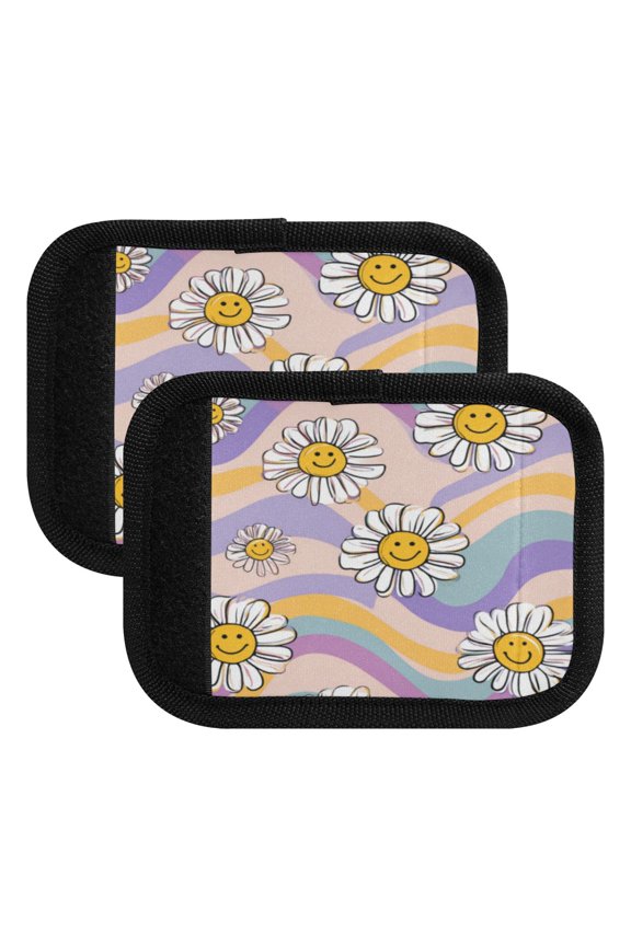 Luggage Handle Wrap for Suitcase 2-Pack Includes Back Information Card Smiley Faces