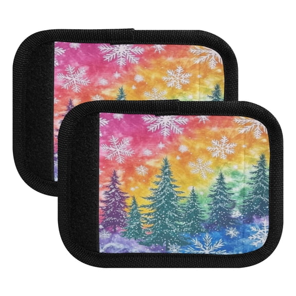 Luggage Handle Wrap for Suitcase 2-Pack Includes Back Information Card Snowflakes and Pine Trees